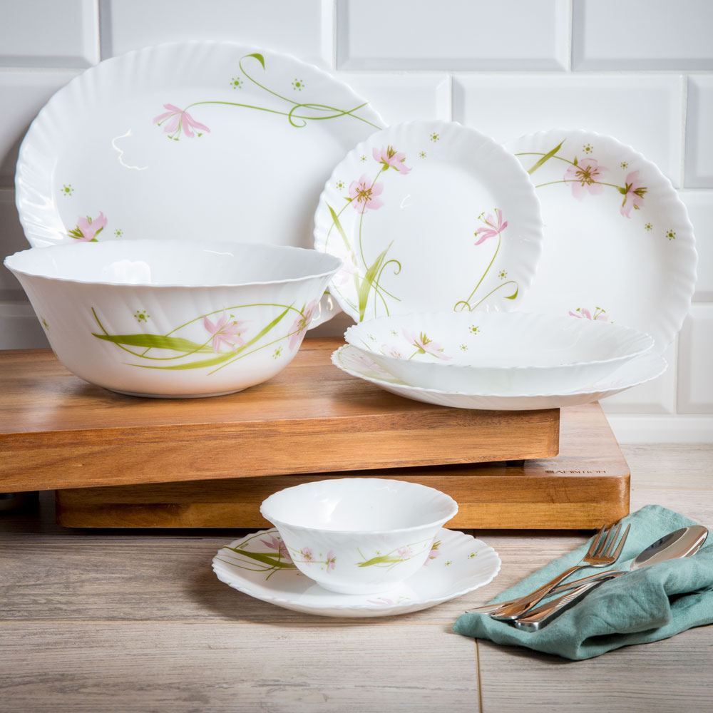 Set Vajilla Platos Vidrio Blanco Juego Vajilla 18 Piezas Plato